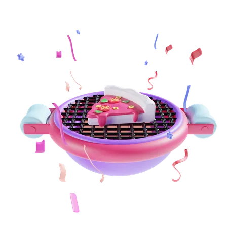 Barbeque With Confetti 3D Icon