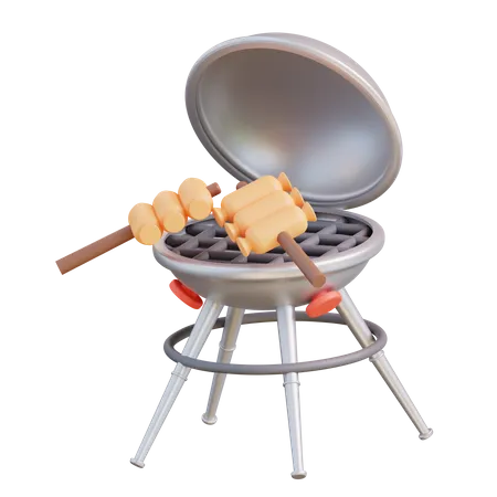 3 D Illustration Barbecue Grill 3D Icon