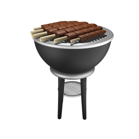 Barbecue grill satay  3D Icon