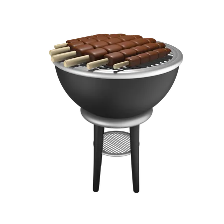 Barbecue grill satay  3D Icon