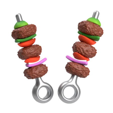 バーベキュー串  3D Icon