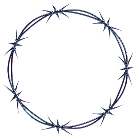 Barbed Chrome Wire Circle  3D Icon