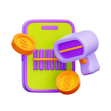 Barcode Scan Payment  3D Icon