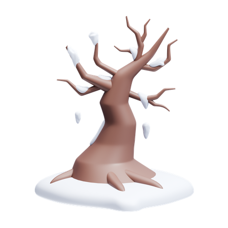 Bare Snow-Covered Tree  3D Icon