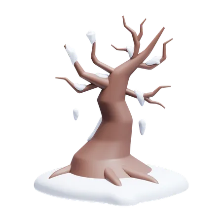 Bare Snow-Covered Tree  3D Icon