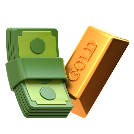 Bargeld und Gold  3D Icon