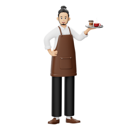 Barista apporte du café  3D Illustration