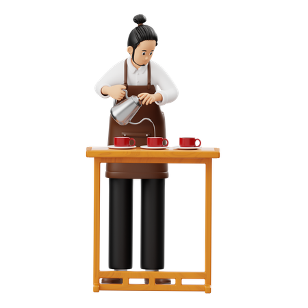 Barista préparant du café  3D Illustration