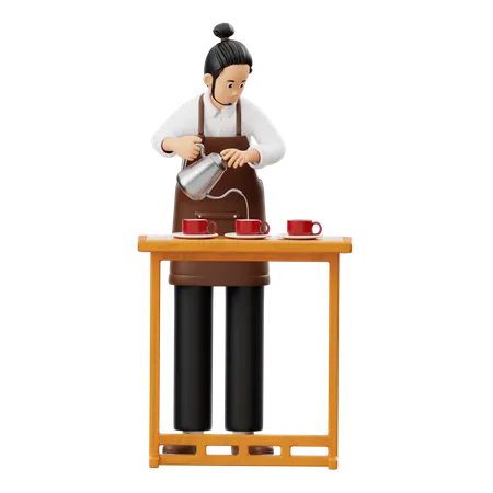 Barista préparant du café  3D Illustration