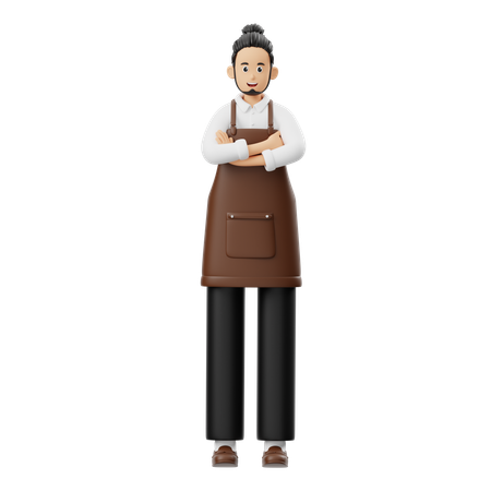 Barista posando con confianza  3D Illustration