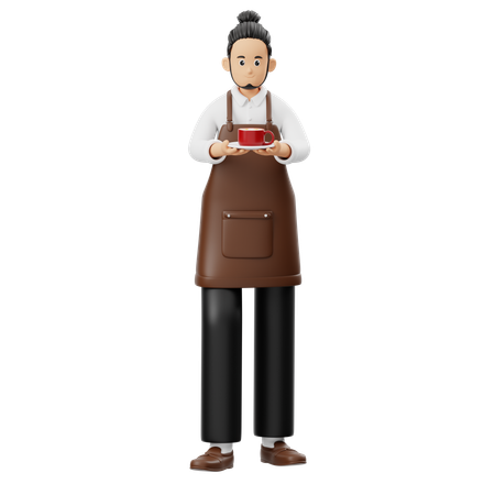 Barista dá uma xícara de café  3D Illustration