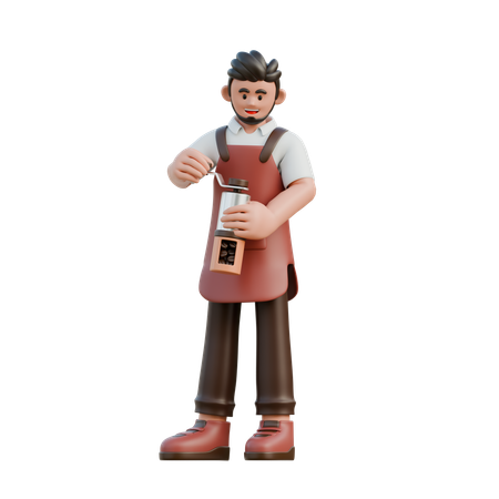 Drehbare Barista-Handmühle  3D Illustration