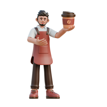 Barista expliquant le produit  3D Illustration