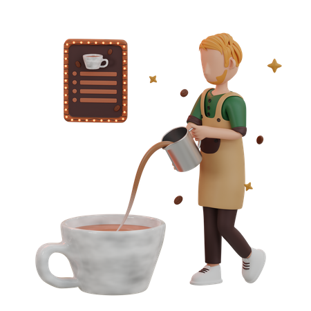 Barista préparant du café  3D Illustration