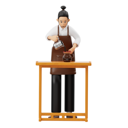 Barista filtra café preto  3D Icon