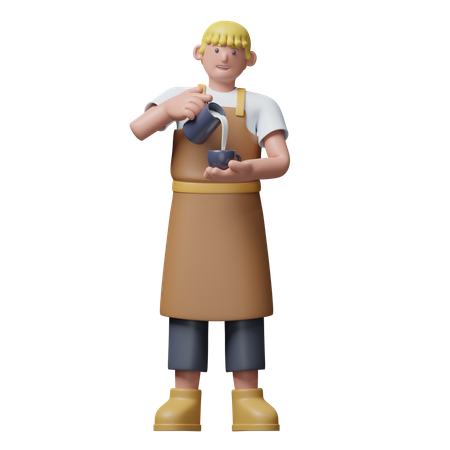 Barista habilidoso  3D Illustration