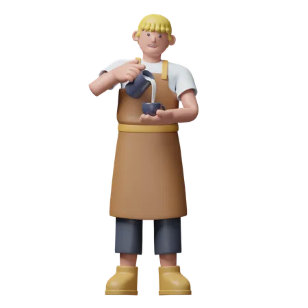 Barista habilidoso  3D Illustration