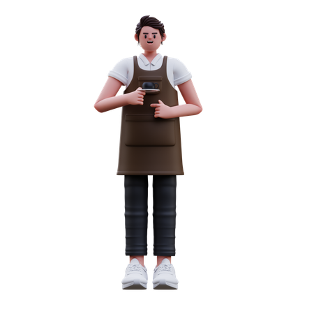 Barista Holding Coffee Cup  3D Icon