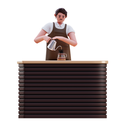 Barista brüht Kaffee  3D Illustration