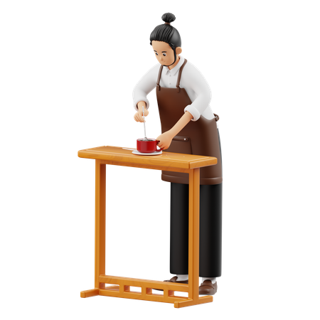 Barista mexendo café  3D Icon