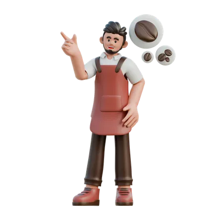 Barista pensa no tipo de café  3D Illustration