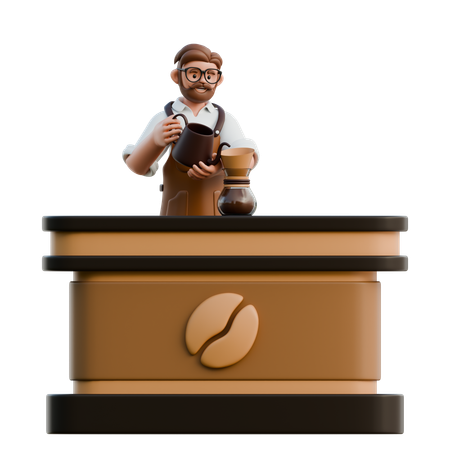 Barista préparant du café  3D Icon