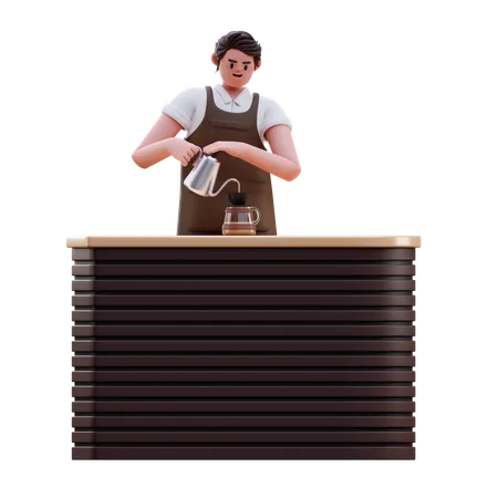 Barista préparant du café  3D Illustration