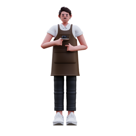 Barista segurando uma xícara de café  3D Illustration