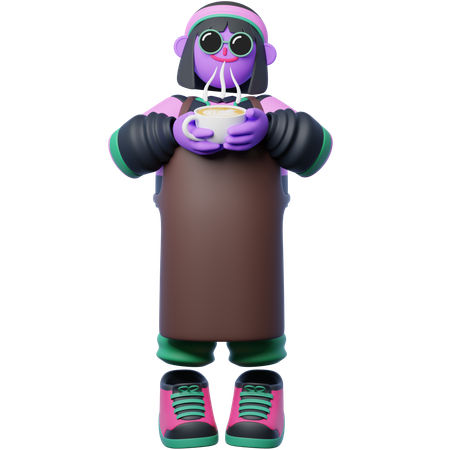 Barista Smelling Freshly Brewed Coffee  3D Icon
