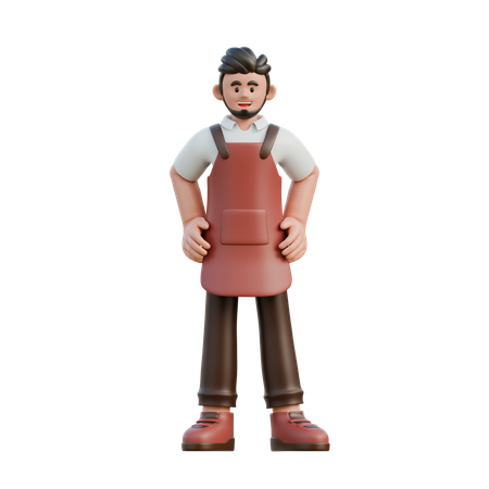 Barista Standing  3D Illustration