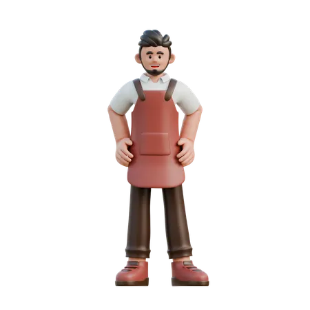 Barista Standing  3D Illustration