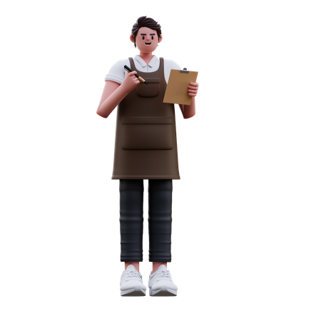 Barista tomando el pedido de café  3D Illustration