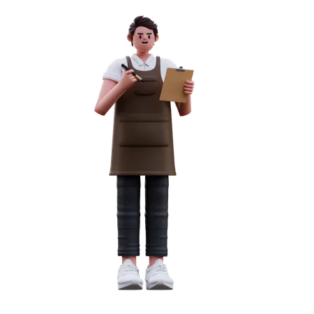 Barista tomando el pedido de café  3D Illustration