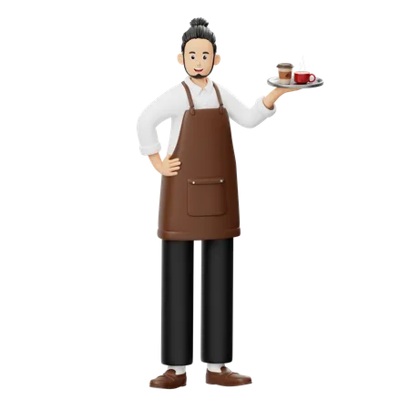 Barista trae café  3D Illustration