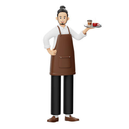 Barista traz café  3D Icon