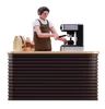 Barista Using Coffee Machine