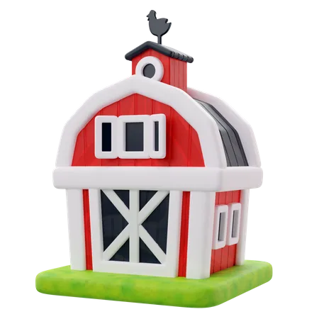 Adorable 3 D Rendering Of A Barn Icon 3D Icon