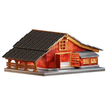 3 D Illustration Barn Building 3D Icon