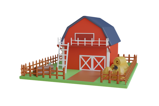 Barn House  3D Illustration