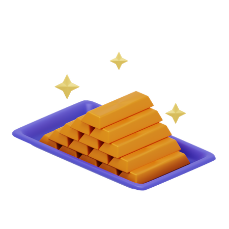 Barra brilhante de ouro  3D Icon