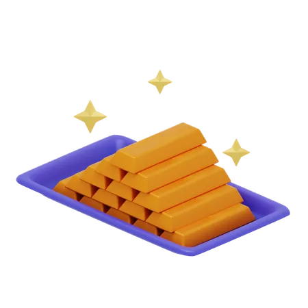 Barra brilhante de ouro  3D Icon