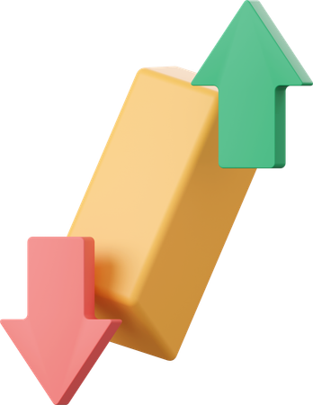 Barra de ouro com seta para cima e para baixo  3D Icon