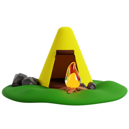 Tenda de acampamento com fogueira  3D Icon