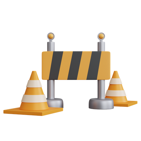 Barrage routier avec deux cônes de signalisation  3D Icon
