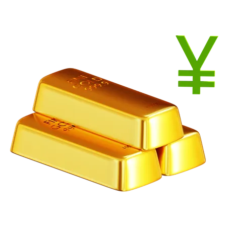 Barras de ouro ienes yuan  3D Icon
