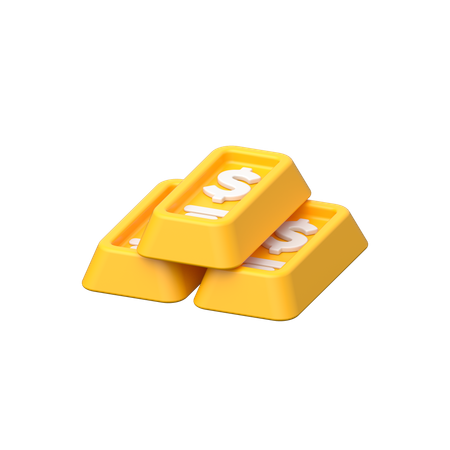 Barras de ouro em dólar  3D Icon