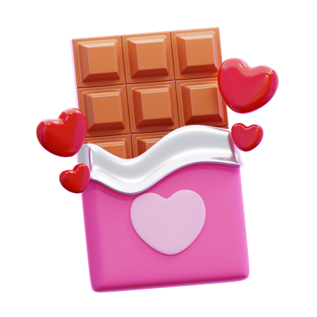 Tablette de chocolat avec des coeurs  3D Icon