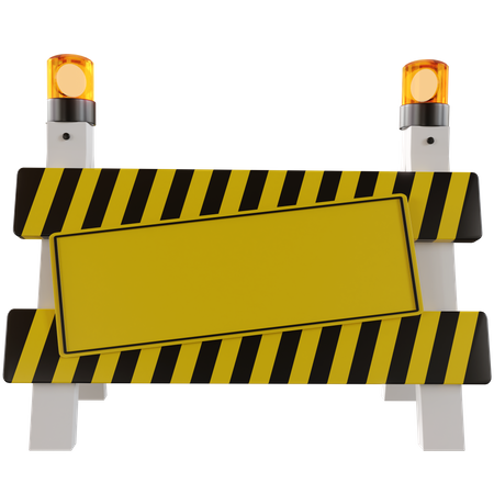 Barreira rodoviária e placa de sinalização  3D Icon