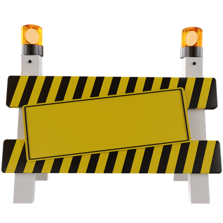 Barreira rodoviária e placa de sinalização  3D Illustration