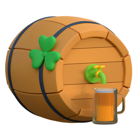 Barril de cerveja de madeira  3D Icon